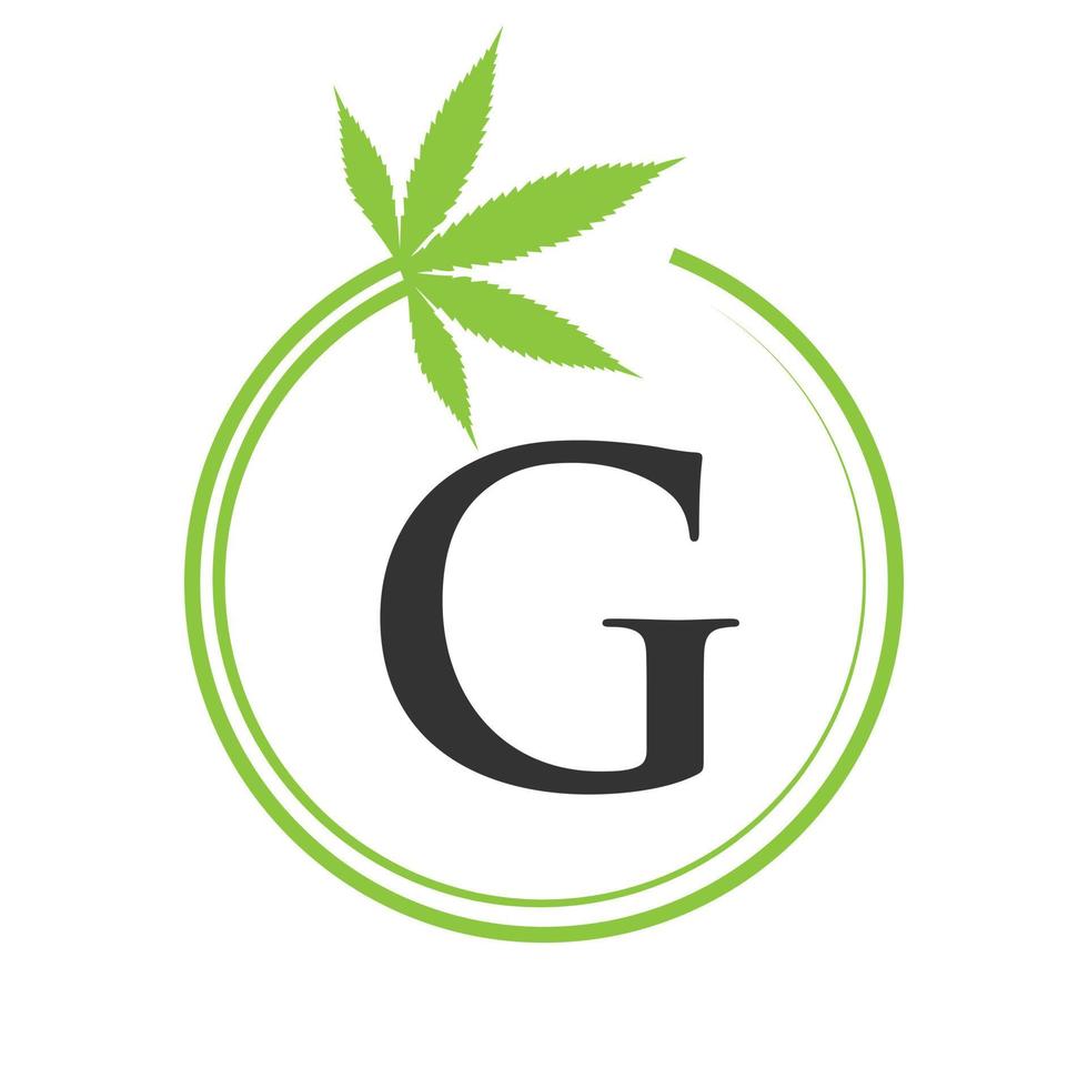 Cannabis Marihuana Logo auf Brief G Konzept zum Gesundheit und medizinisch Therapie. Marihuana, Cannabis Zeichen Vorlage vektor