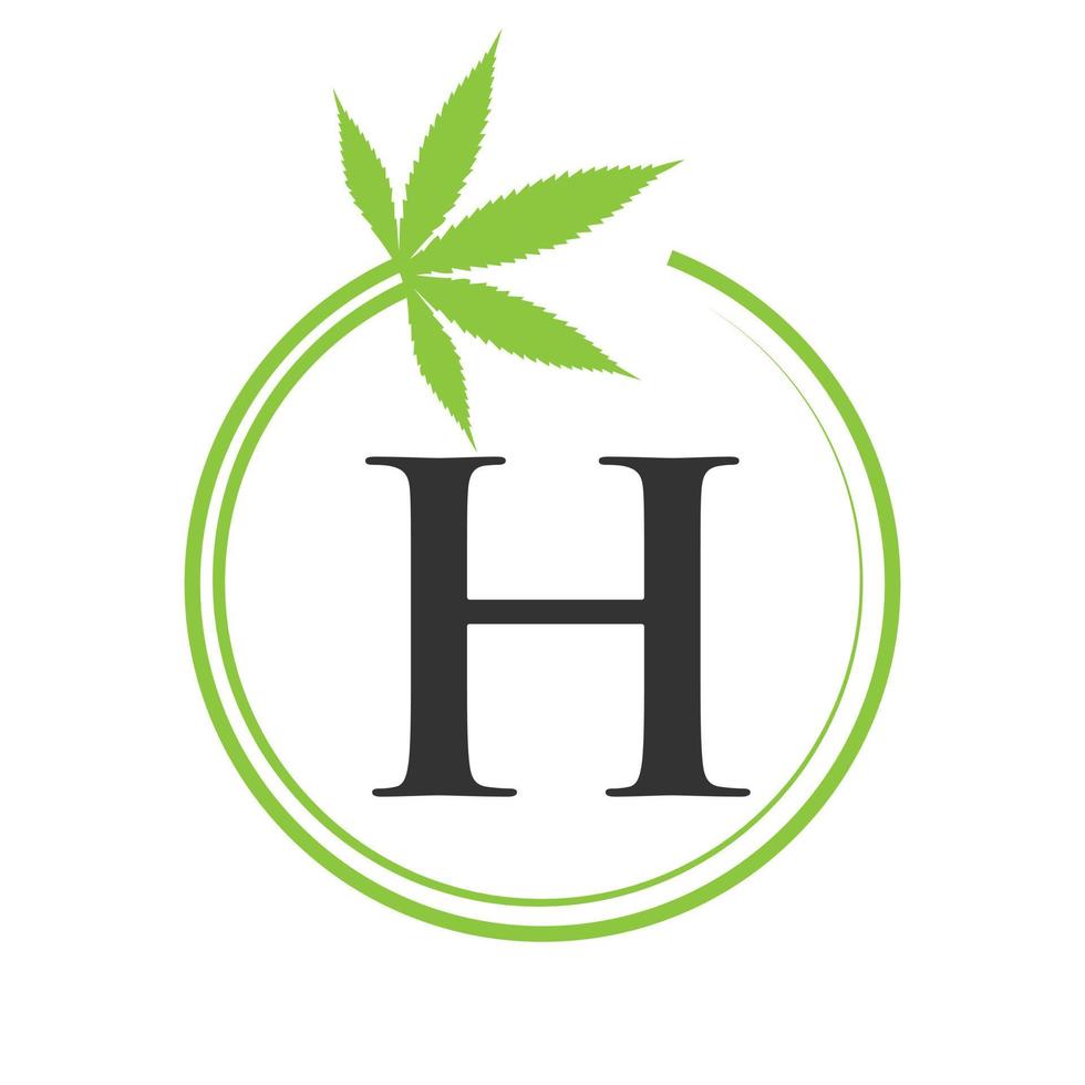 Cannabis Marihuana Logo auf Brief h Konzept zum Gesundheit und medizinisch Therapie. Marihuana, Cannabis Zeichen Vorlage vektor