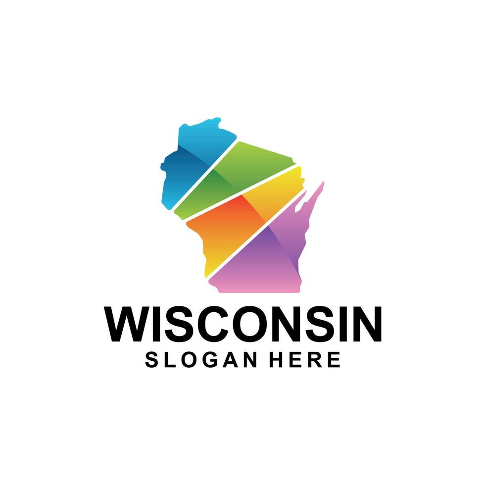 Wisconsin Karta stad färgrik geometrisk design vektor