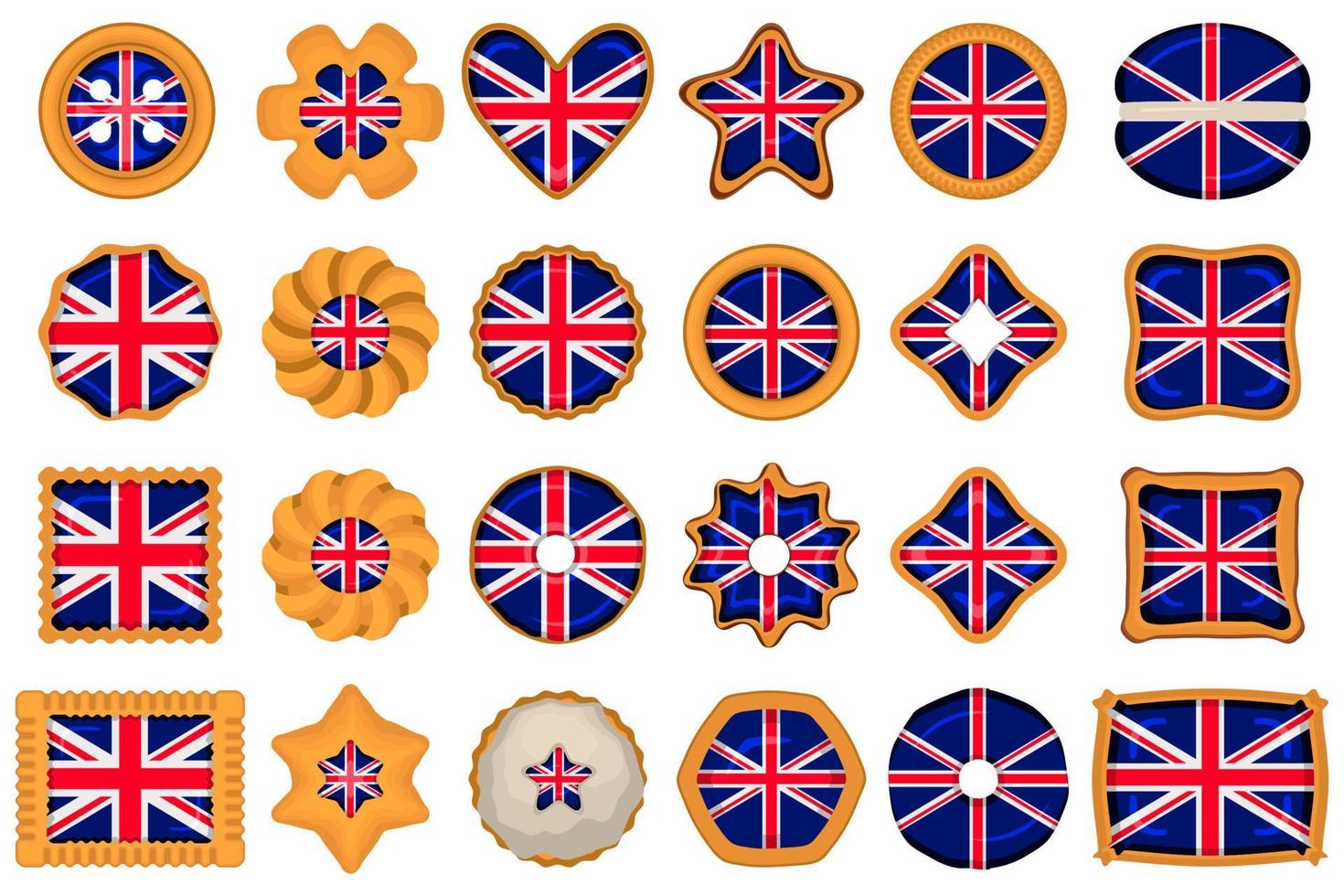 Plätzchen mit Flagge Land großartig Großbritannien im lecker Keks vektor