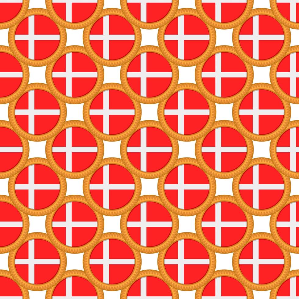 mönster kaka med flagga Land Danmark i gott kex vektor