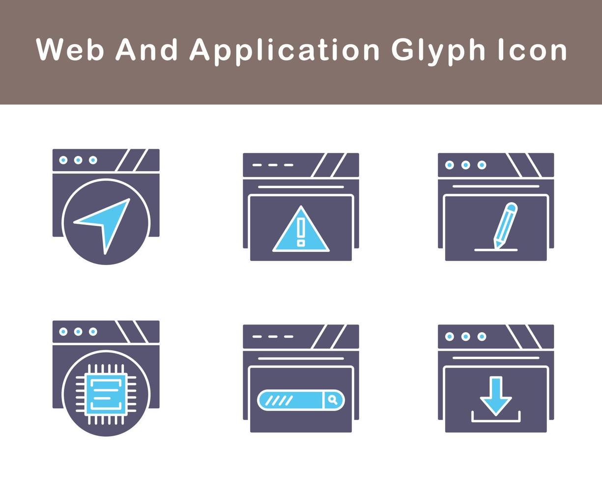 webb och Ansökan vektor ikon uppsättning