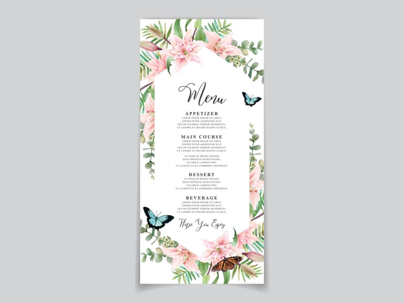 vacker blommig akvarell bröllop inbjudningskort vektor