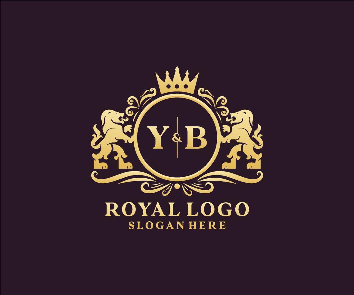 första yb brev lejon kunglig lyx logotyp mall i vektor konst för restaurang, kungligheter, boutique, Kafé, hotell, heraldisk, Smycken, mode och Övrig vektor illustration.