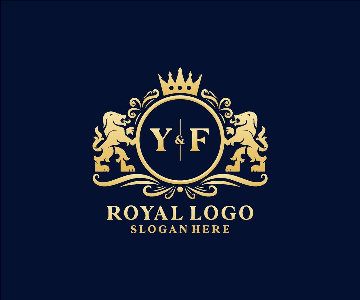 Initial yf Letter Lion Royal Luxury Logo Vorlage in Vektorgrafiken für Restaurant, Lizenzgebühren, Boutique, Café, Hotel, heraldisch, Schmuck, Mode und andere Vektorillustrationen. vektor