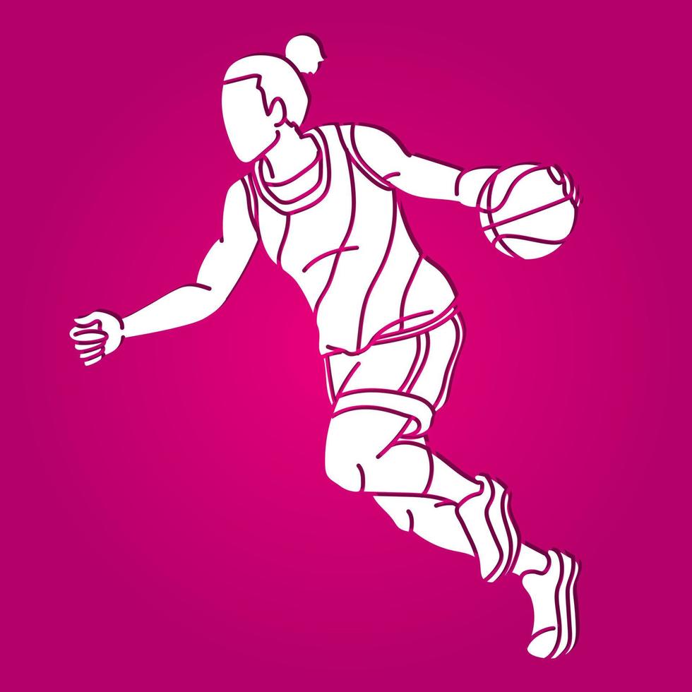 Silhouette Basketball weiblich Spieler Aktion Karikatur Sport vektor