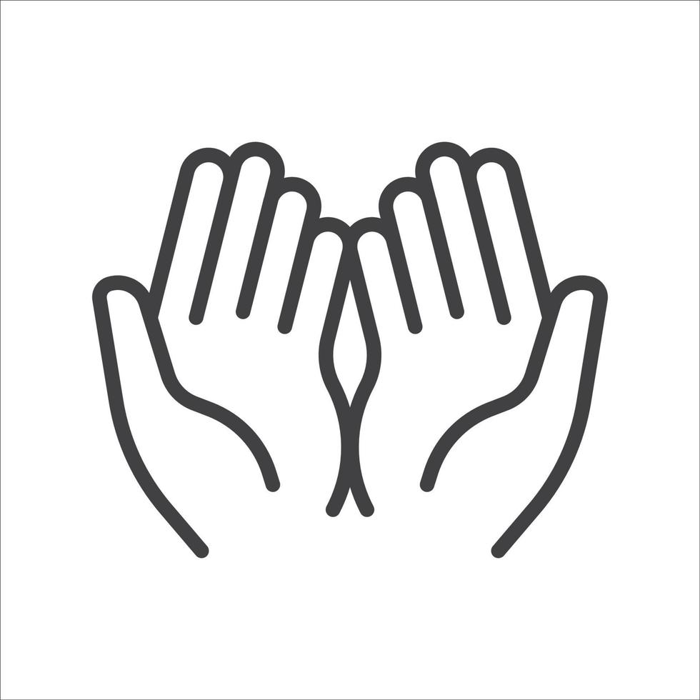 bön- händer linjär ikon vektor. moslem bön- händer symbol. religion ikon. vektor illustration