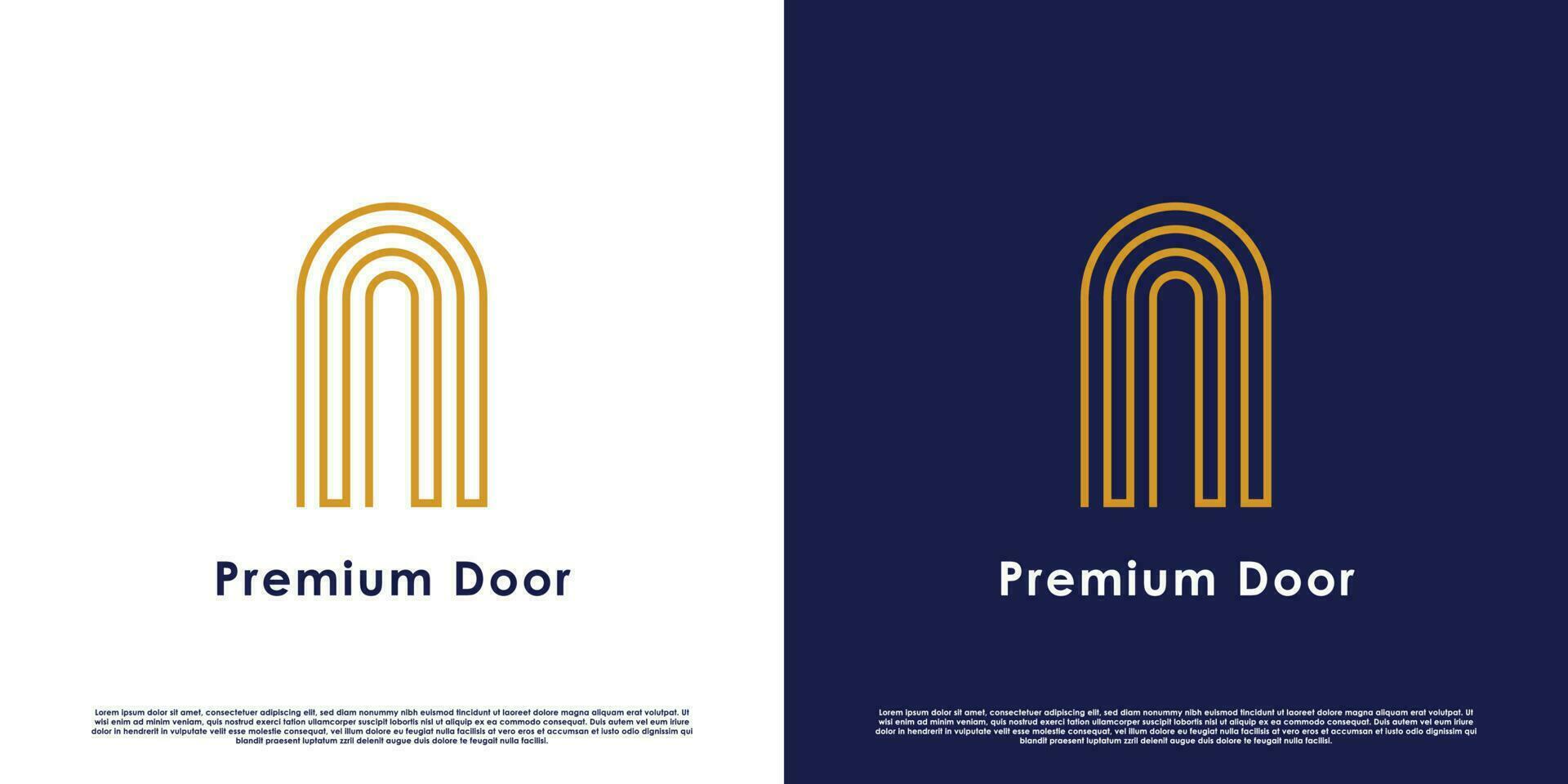 premie dörr logotyp design illustration. dörr båge byggnad monogram. elegant design lyx modern interiör möbel. vektor