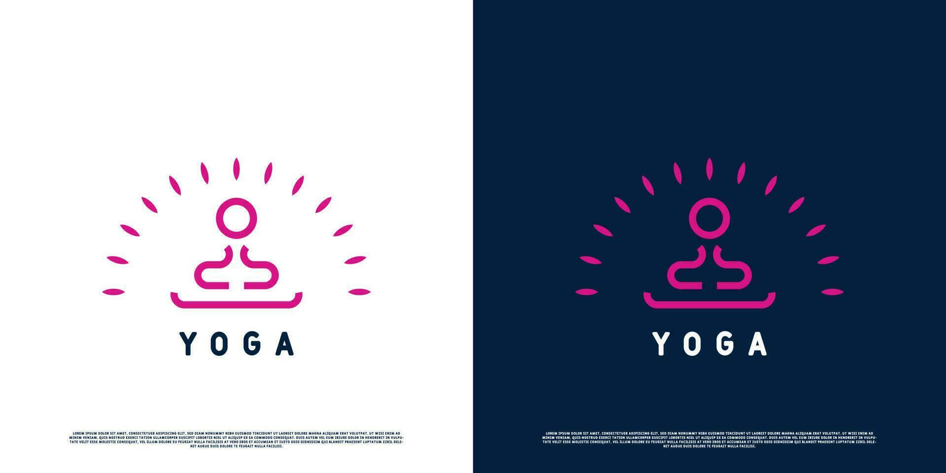 yoga övning logotyp design illustration. silhuett av yoga person, hälsa övning terapi för kvinnor. minimalistisk linje konst design. vektor