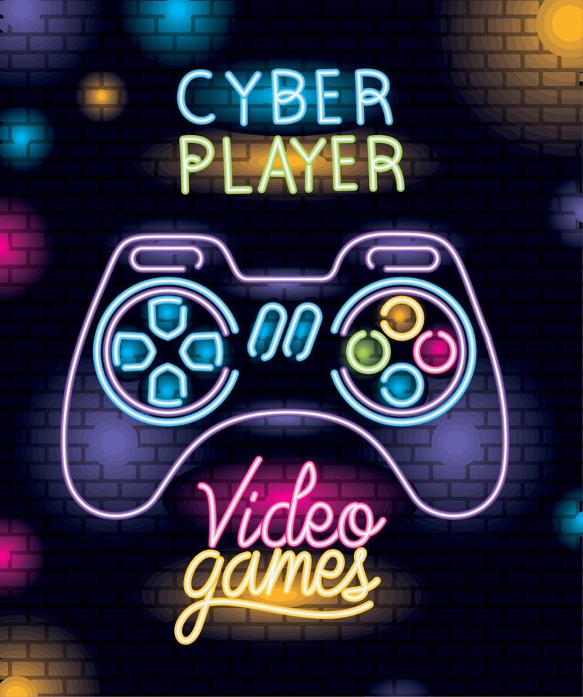 Neon- Schild von ein Videospiel Steuerung vektor