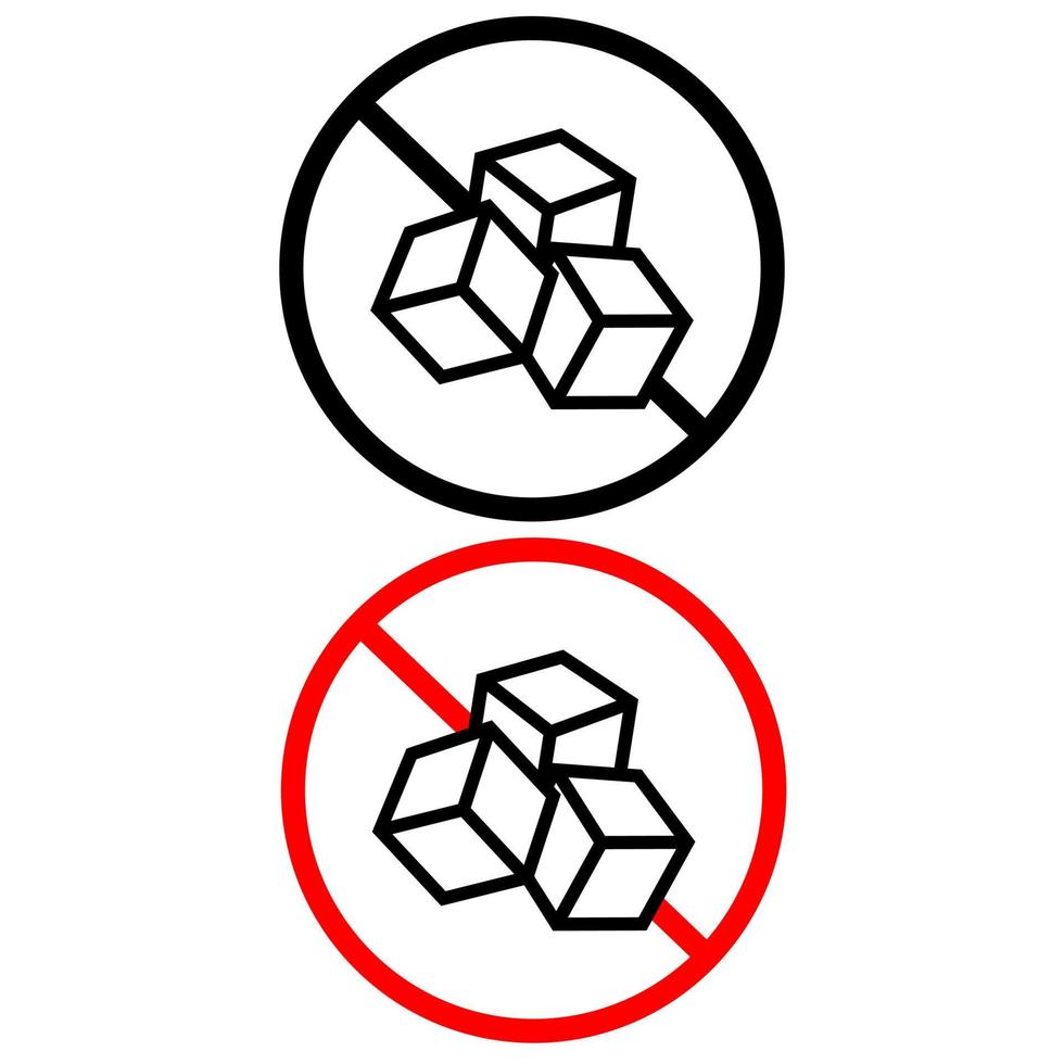 Nej socker vektor ikon. socker kuber i cirkel illustration för Nej socker Lagt till, produkt paket design.