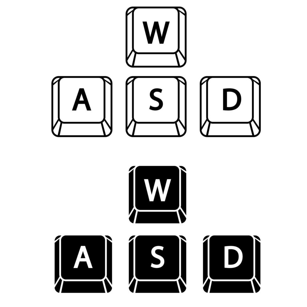 w en s d nycklar, spel kontrollera tangentbord knappar. gaming och cybersport symbol. vektor illustration.