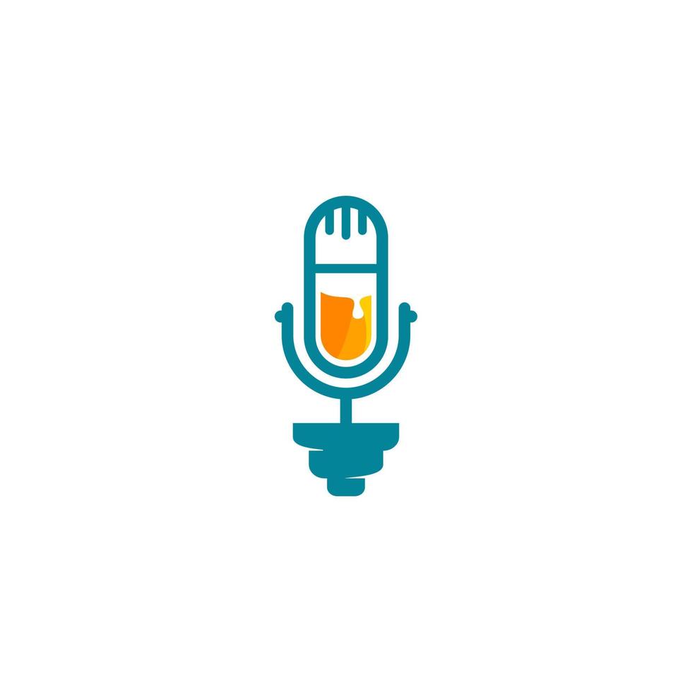 mikrofon logotyp design för podcast vektor