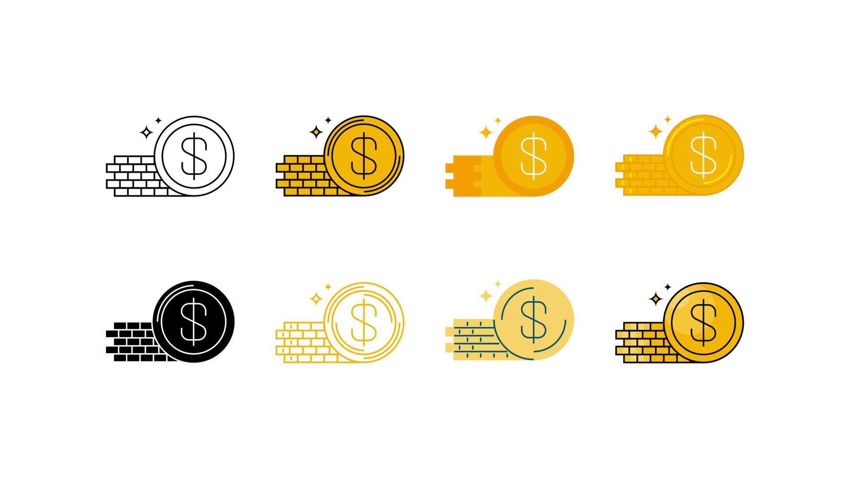 einstellen von Dollar Münzen Vektor Illustration mit einfach anders Stile