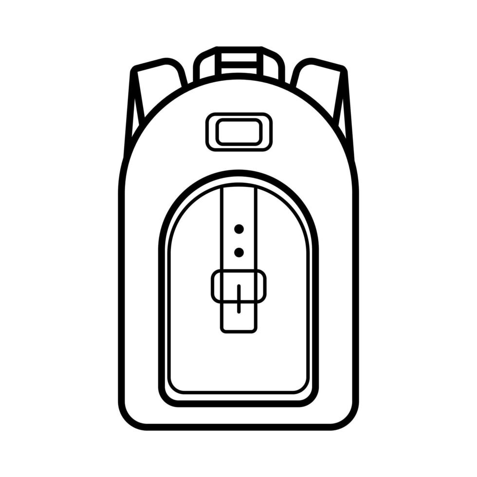 Schule Stadt Rucksack, einfach linear Symbol isoliert auf Weiß Hintergrund. Waren zum Schule, Wandern Reisen. Ausbildung, Reise. Logo zum Tag von Wissen. zurück zu Schule. Vektor Illustration