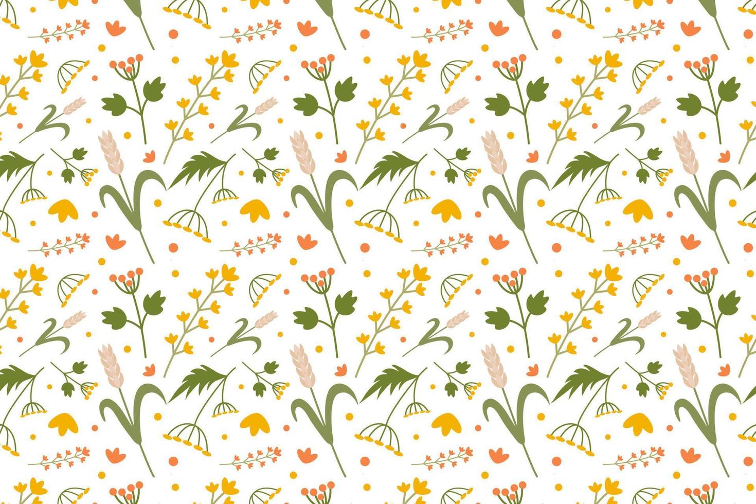 sömlös blommig mönster med blommor och löv. delikat, vår blommig bakgrund. vild och örter. botanisk skriva ut perfekt för tapet, tyg, sängkläder, pappersvaror. vektor illustration