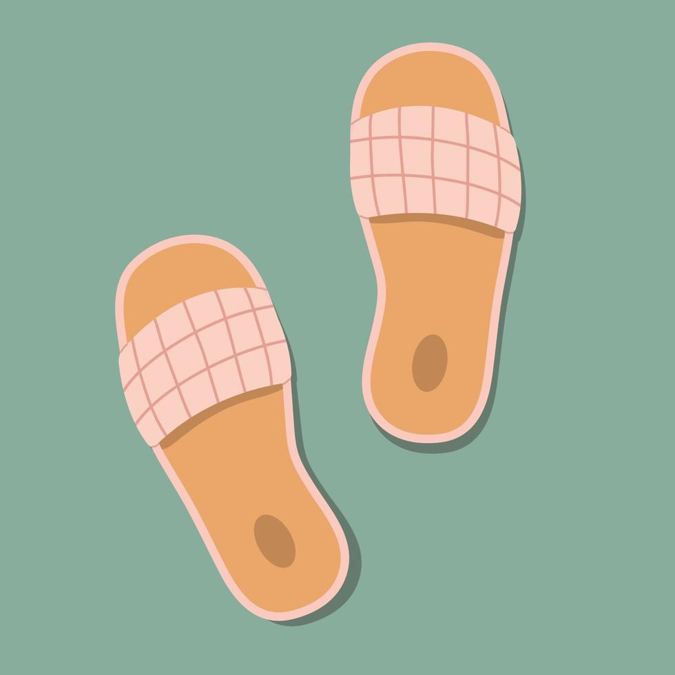 Damen Sommer- Schuhe. Aussicht von über. Damen Hausschuhe. freihändig Vektor Illustration