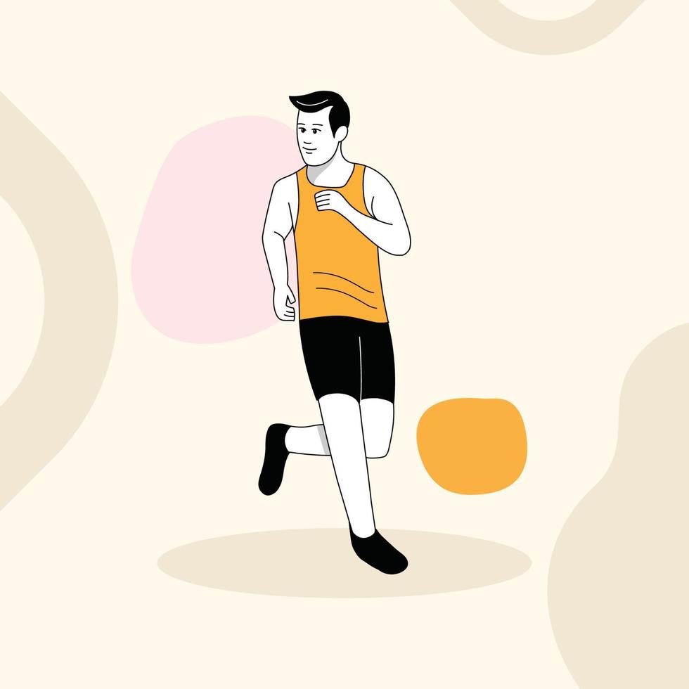 en man löpning karaktär vektor illustration för träning, träna, livsstil, joggning, friska, sporter.