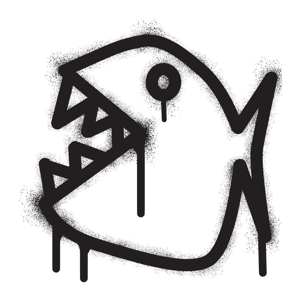 Piranha Symbol Graffiti mit schwarz sprühen Farbe vektor