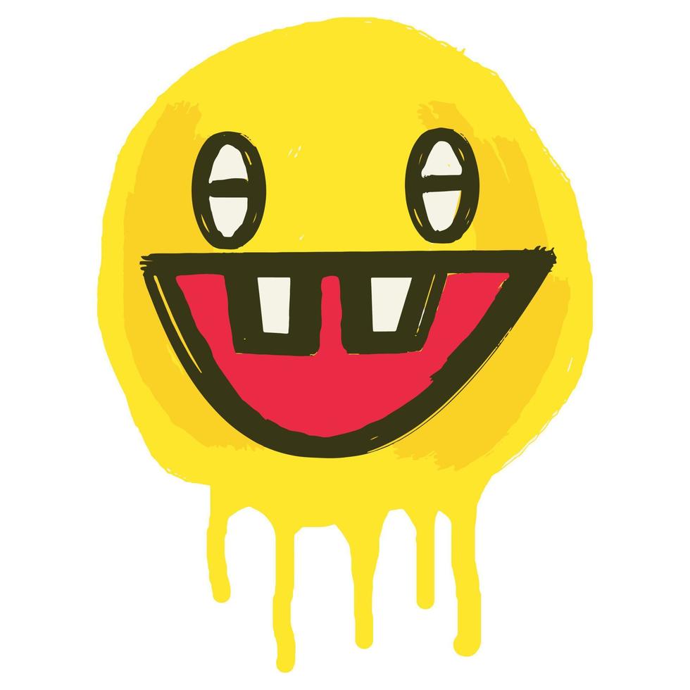 leende uttryckssymbol målad använder sig av en färgrik måla borsta vektor