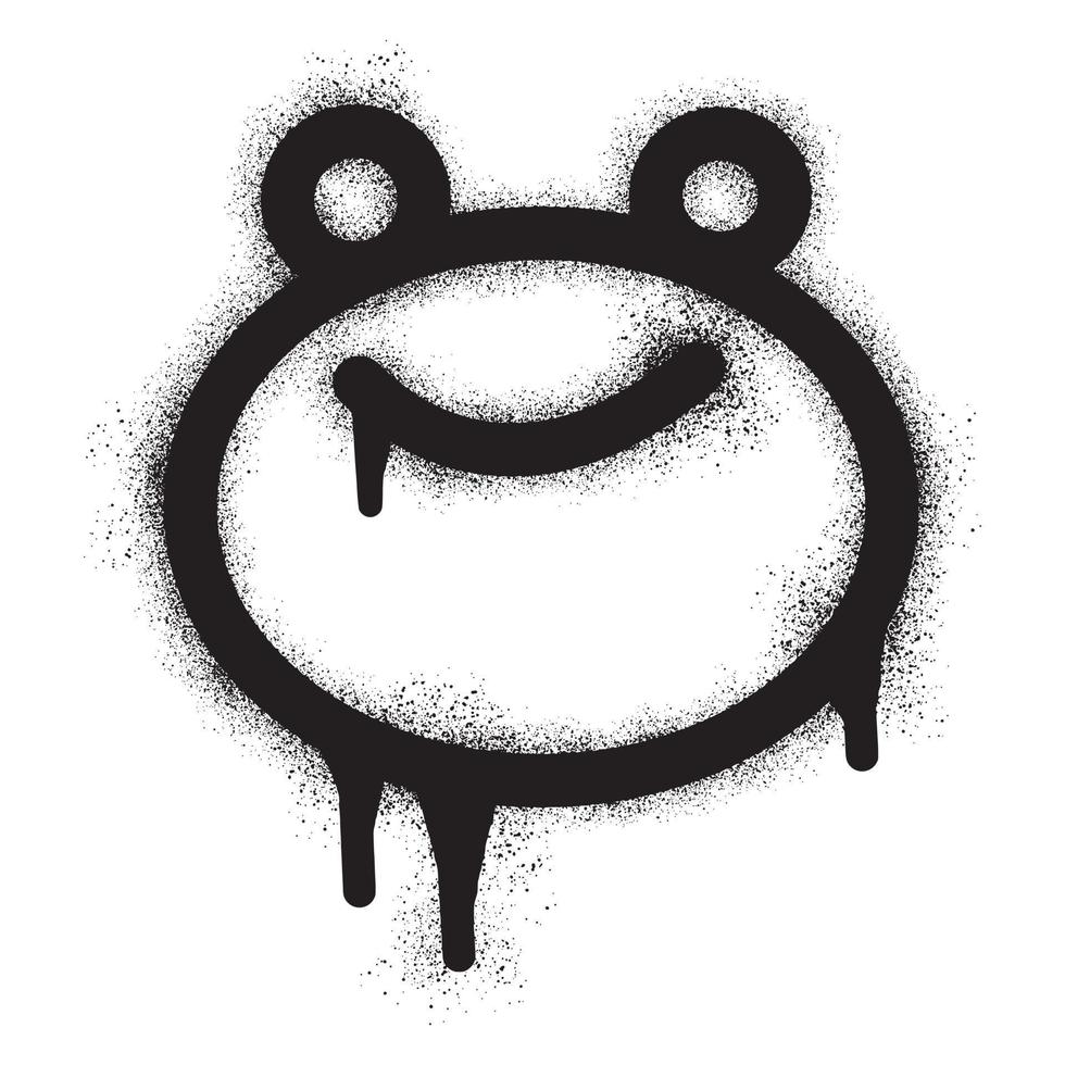 Frosch Emoticon Graffiti mit schwarz sprühen malen. vektor