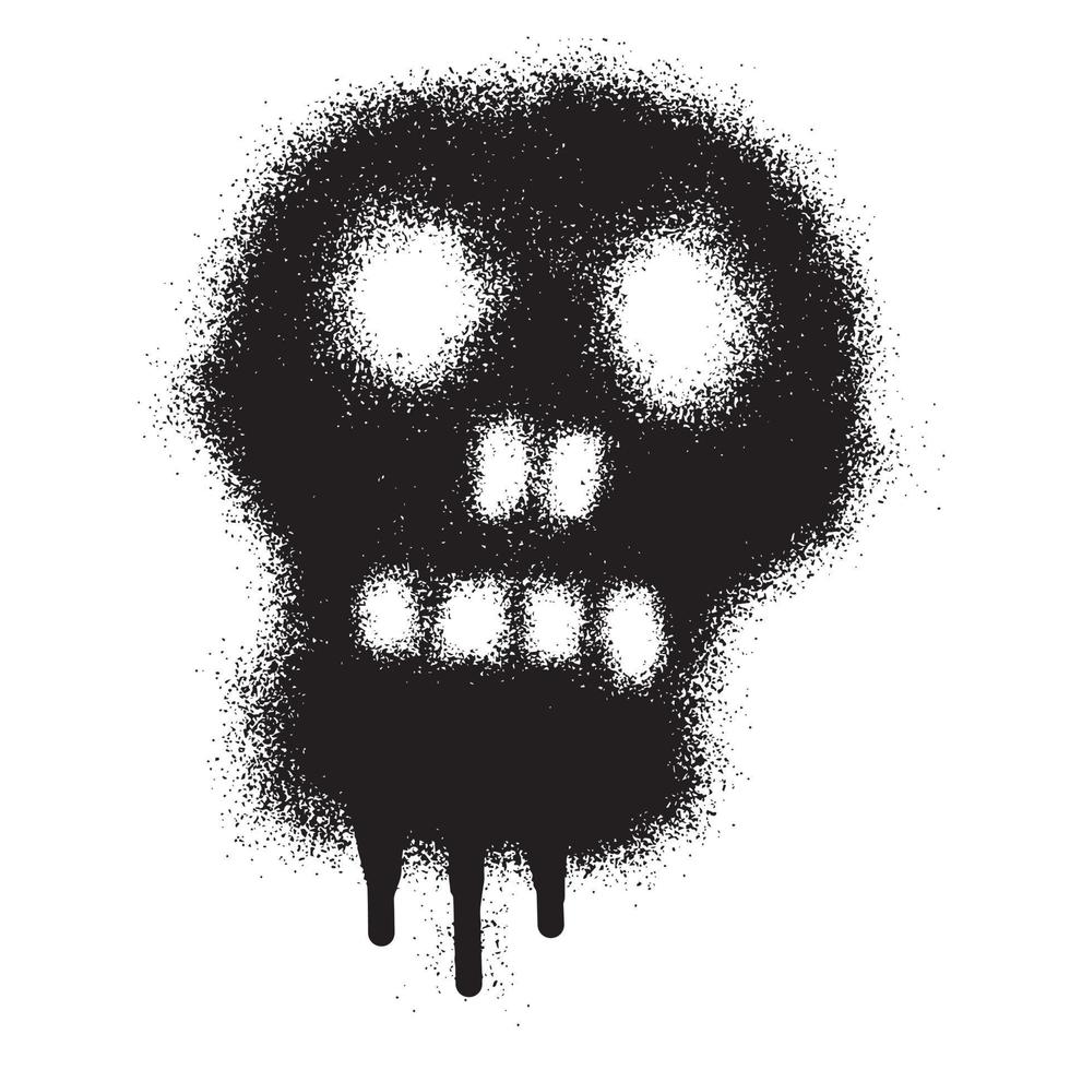 Schädel Emoticon Graffiti mit schwarz sprühen Farbe vektor