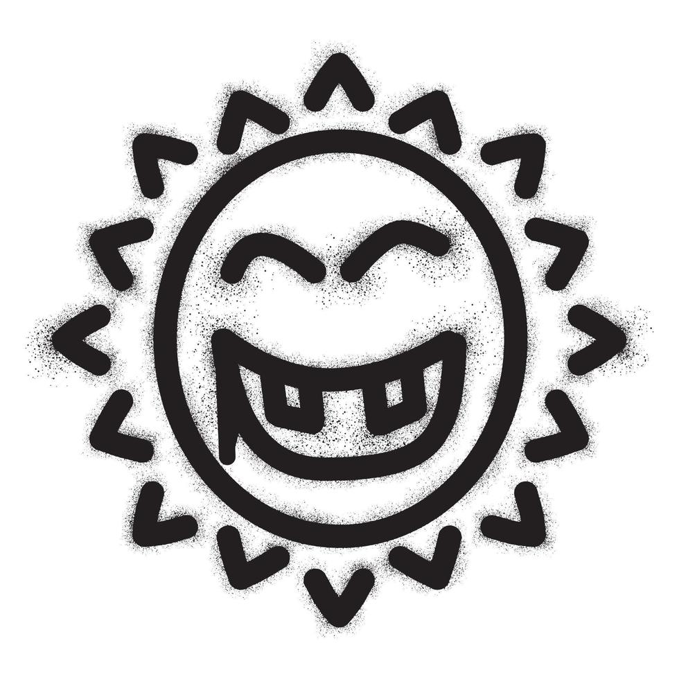 lächelnd Sonne Emoticon Graffiti mit schwarz sprühen Farbe vektor