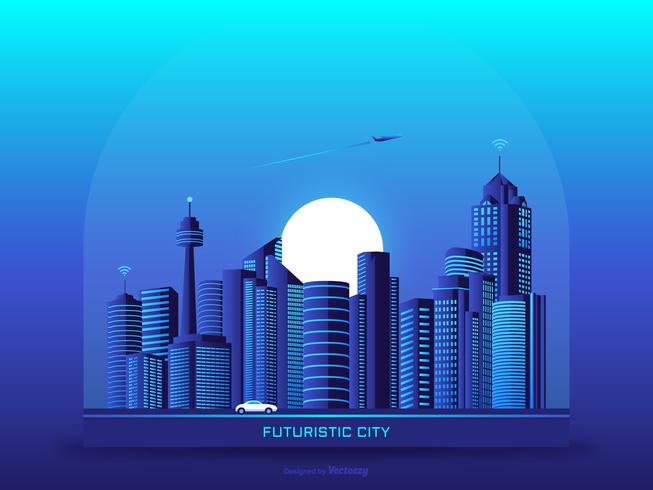Futuristisk Urban Cityscape Vector Bakgrund