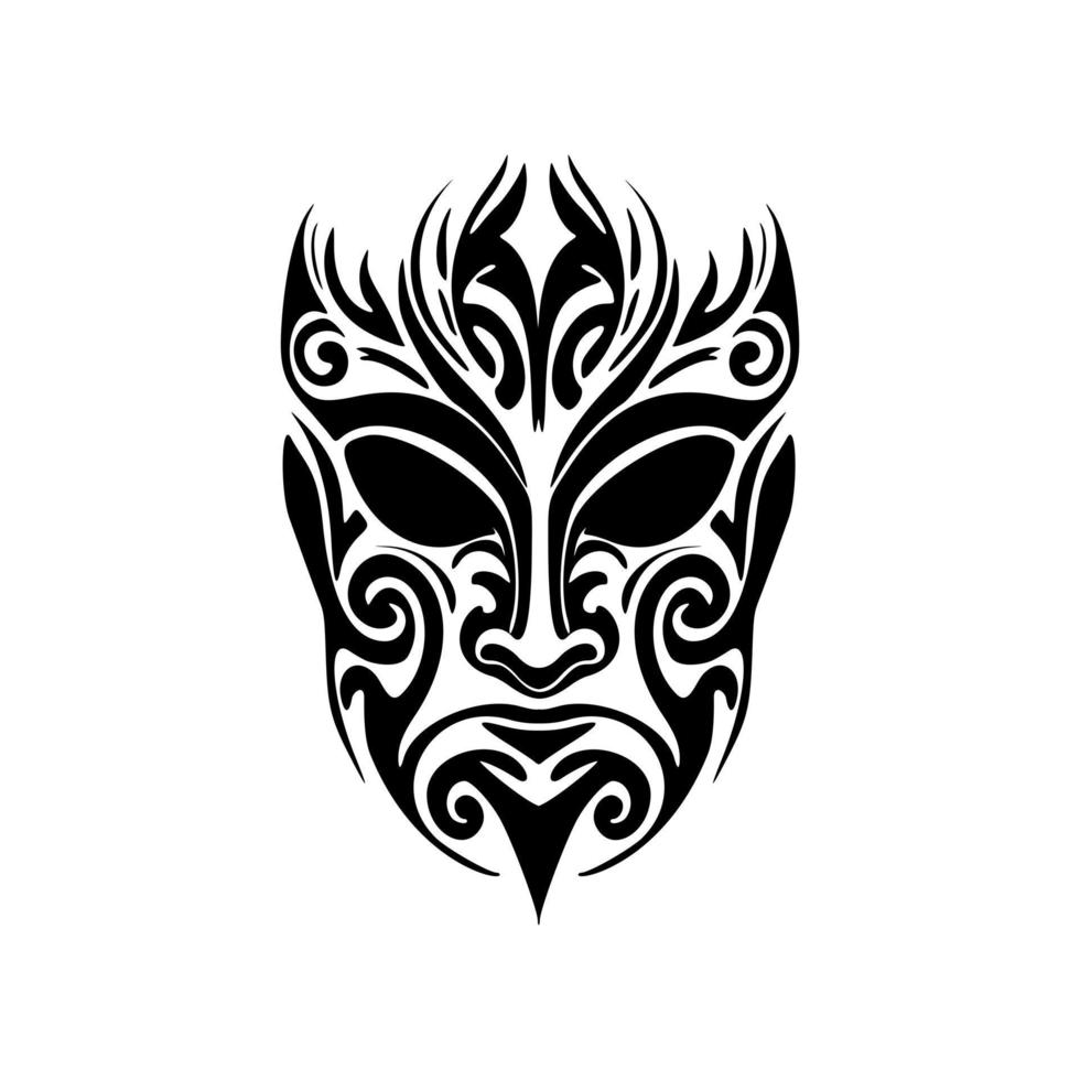 vektor illustration av en tatuering terar en svart och vit polynesisk mask