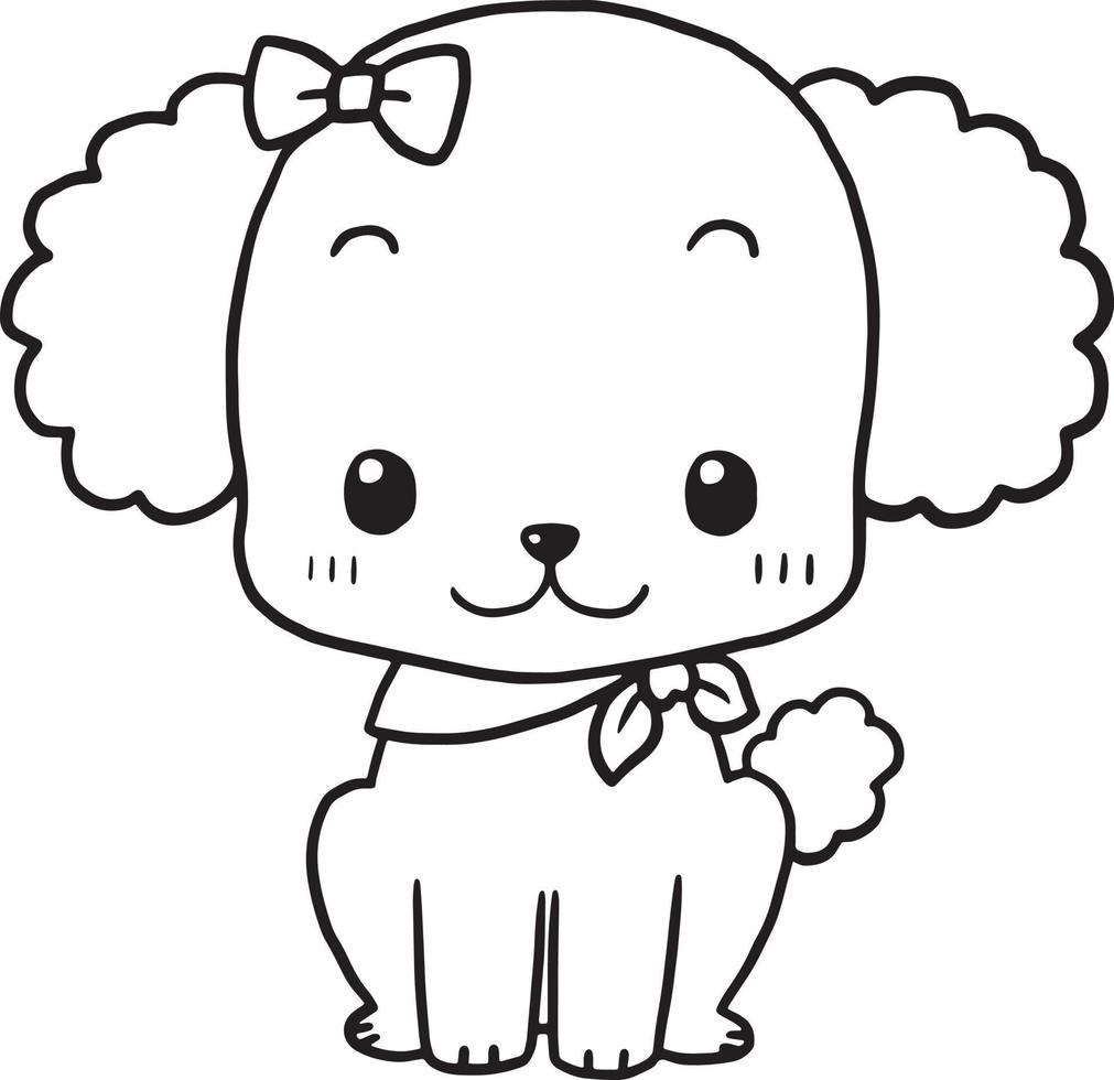 Hund Tier Karikatur Gekritzel kawaii Anime Färbung Seite süß Illustration Zeichnung Clip Kunst Charakter Chibi Manga Comic vektor