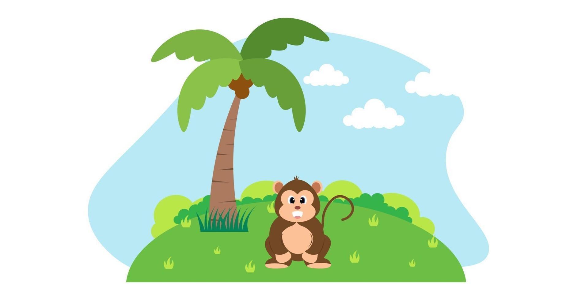niedliche Tiere des Affenvektors im Karikaturstil, wildes Tier, Entwürfe für Babykleidung. handgezeichnete Zeichen vektor