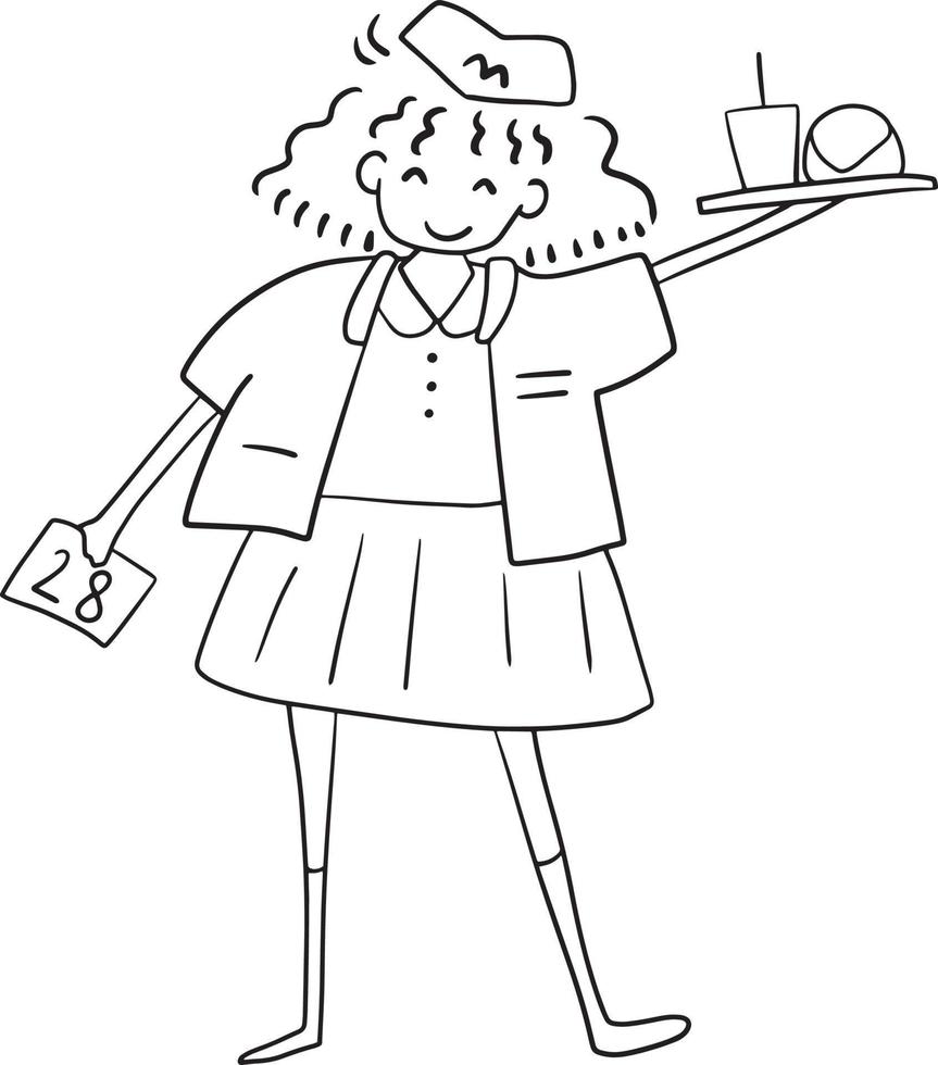 traurig Mädchen im Stuhl schwarz Kleid Karikatur Gekritzel kawaii Anime Färbung Seite süß Illustration Clip Art Charakter Chibi Manga Zeichnung Gliederung Linie Kunst vektor