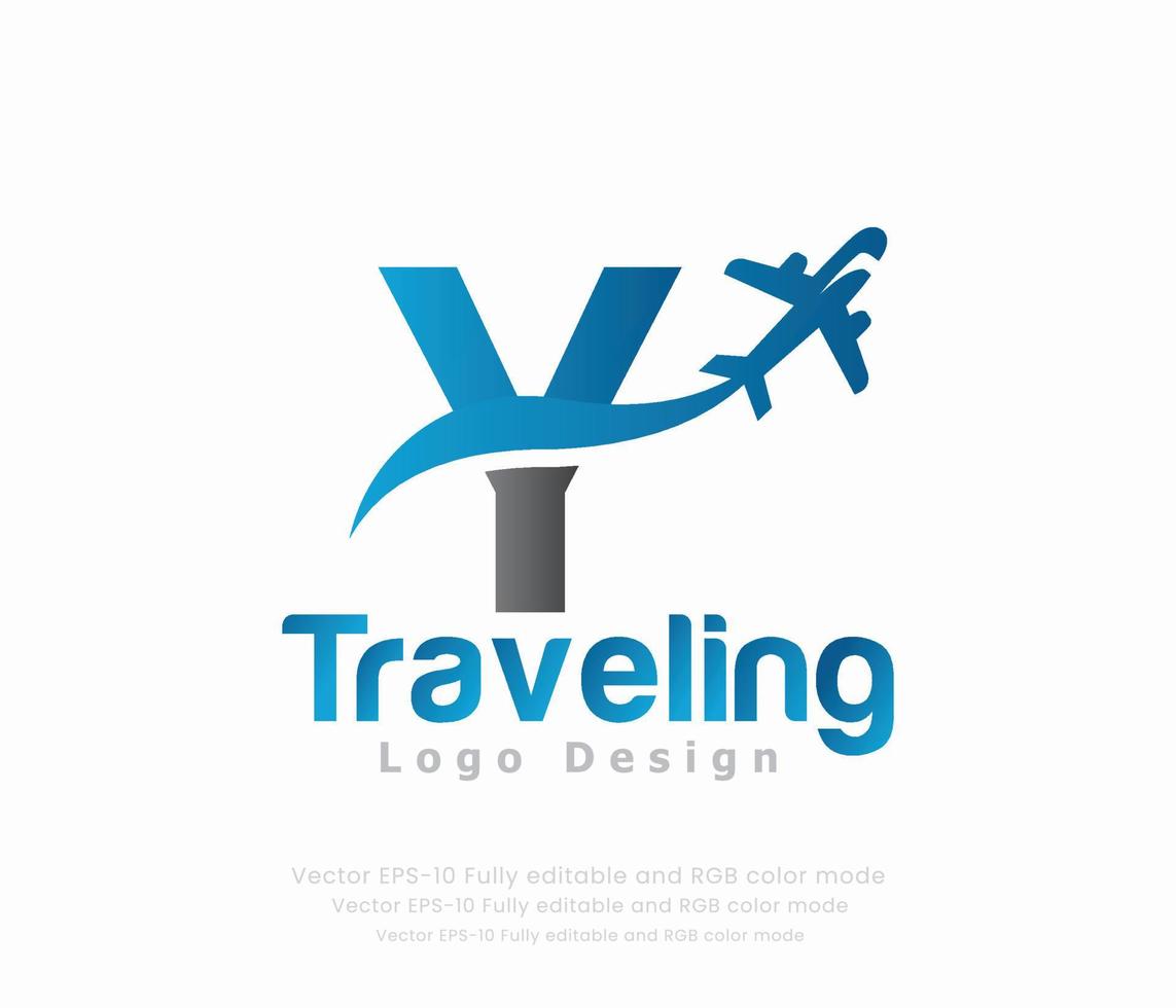 Brief y Reise Logo und Flugzeug Logo vektor