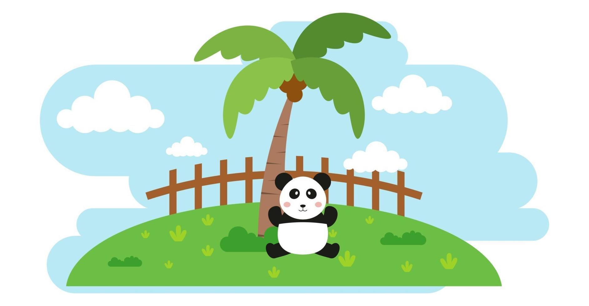 Panda Vektor niedliche Tiere im Cartoon-Stil, wildes Tier, Designs für Babykleidung. handgezeichnete Zeichen