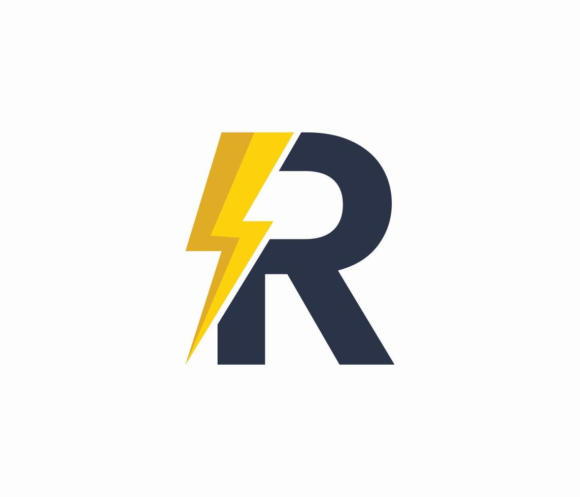 r energi logotyp eller brev r elektrisk logotyp vektor