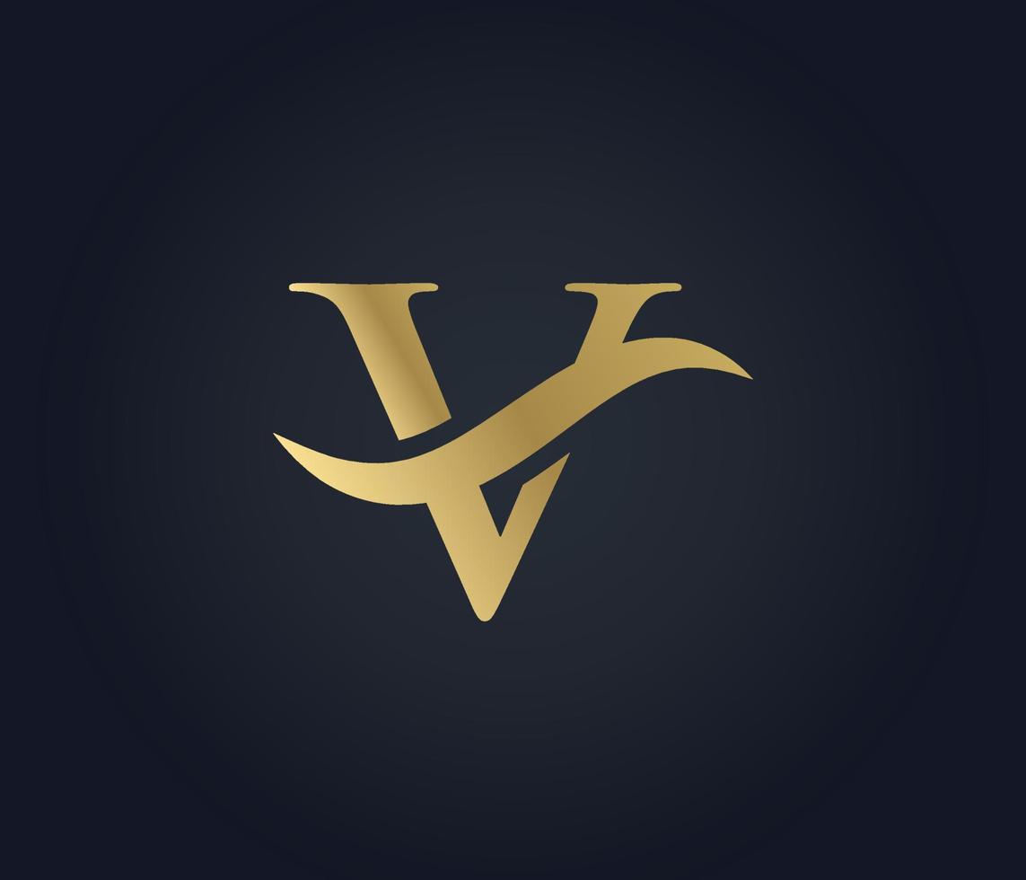 brev v Vinka tecken logotyp vektor