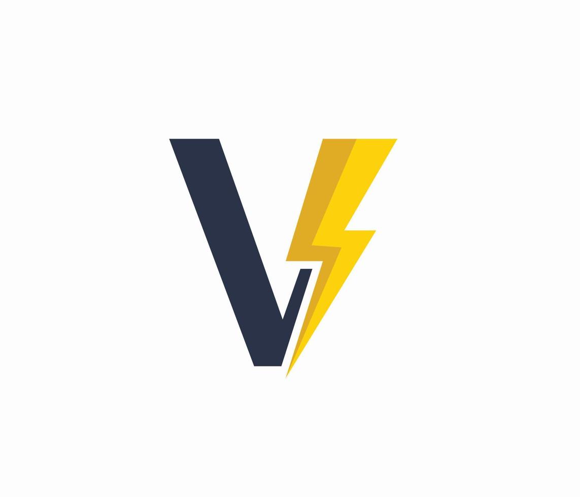 v energi logotyp eller brev v elektrisk logotyp vektor