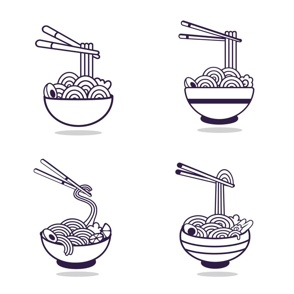 uppsättning pho med spaghetti hög kvalitet illustration, bäst färgrik asiatisk mat illustration recept design.premium vektor med hög kvalitet utsökt pho illustration vektor design.