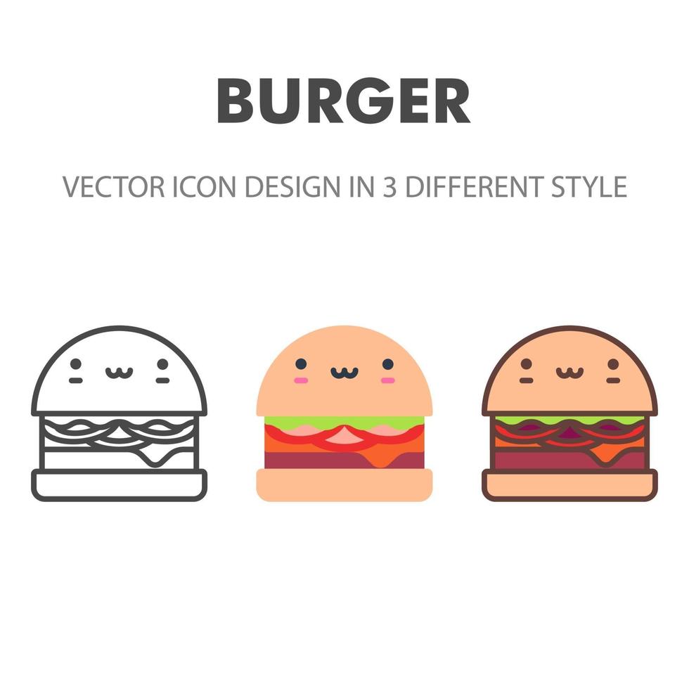 Burger-Symbol. kawai und niedliche Nahrungsmittelillustration. für Ihr Website-Design, Logo, App, UI. Vektorgrafiken Illustration und bearbeitbarer Strich. eps 10. vektor