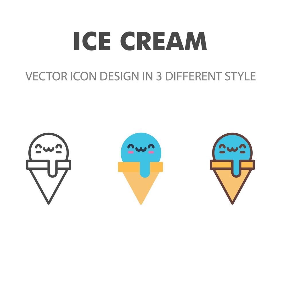 Eiscreme-Symbol. kawai und niedliche Nahrungsmittelillustration. für Ihr Website-Design, Logo, App, UI. Vektorgrafiken Illustration und bearbeitbarer Strich. eps 10. vektor