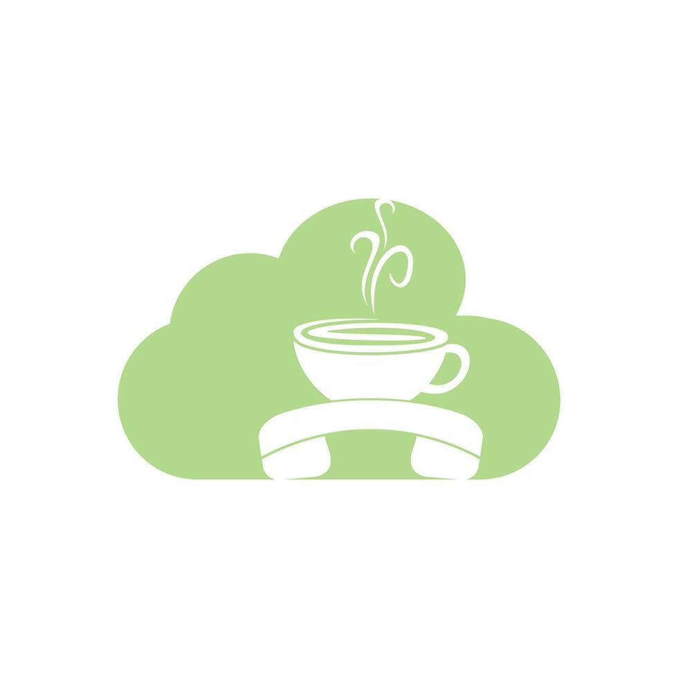 Kaffee-Call-Vektor-Logo-Design. Mobilteil und Cup-Symbol. vektor