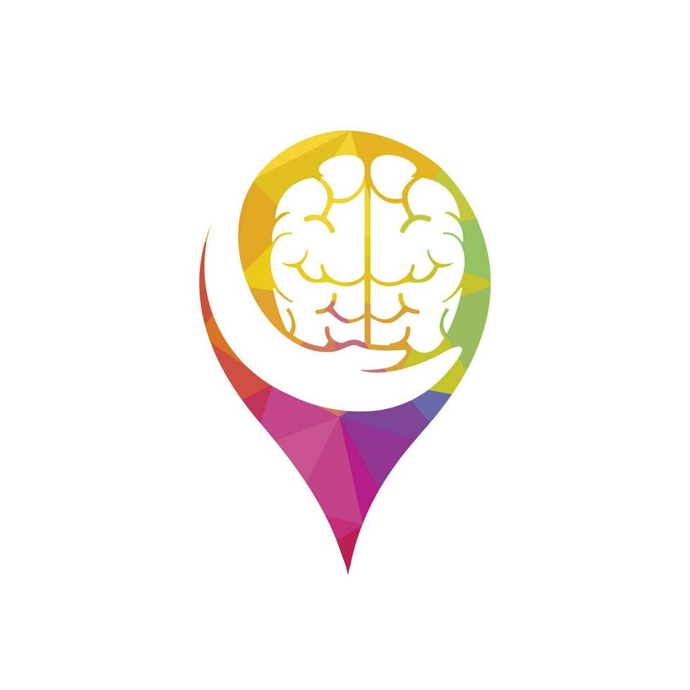 hjärna vård vektor logotyp design. mänsklig hjärna med hand ikon logotyp design.