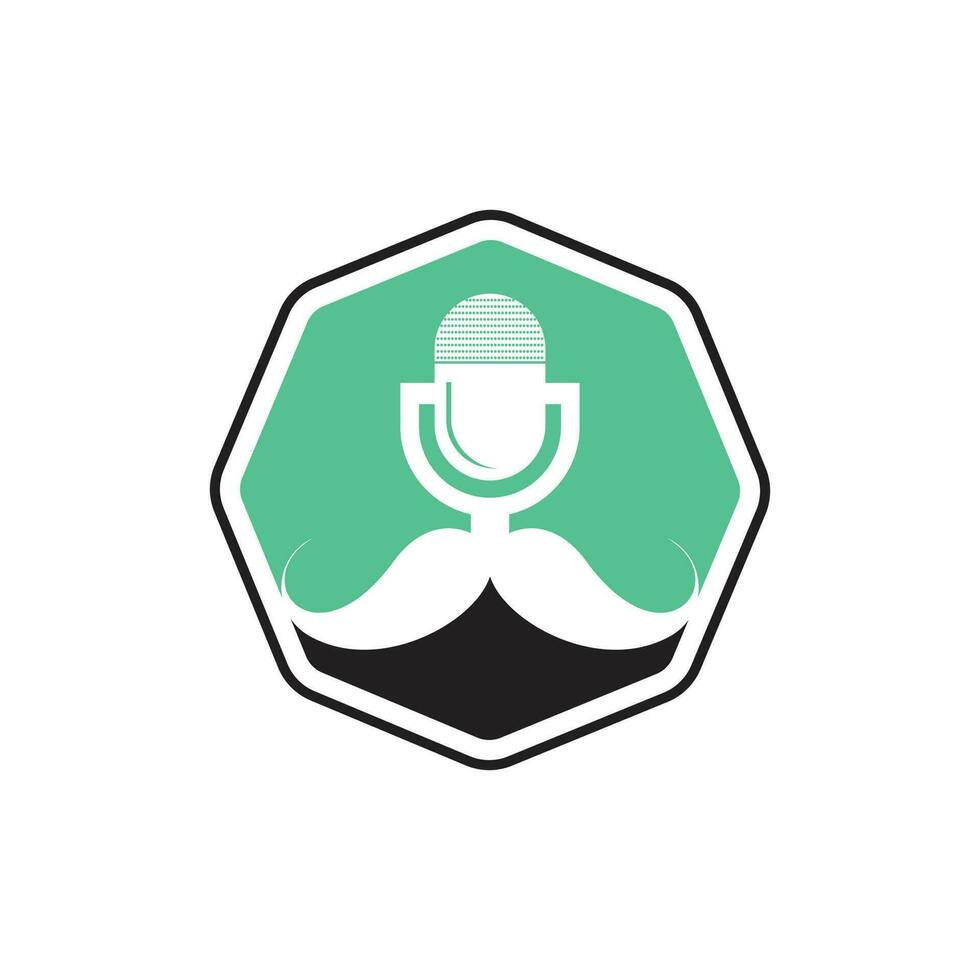 Gentleman-Podcast-Logo-Design-Vorlage. Schnurrbart-Podcast-Symbol. vektor