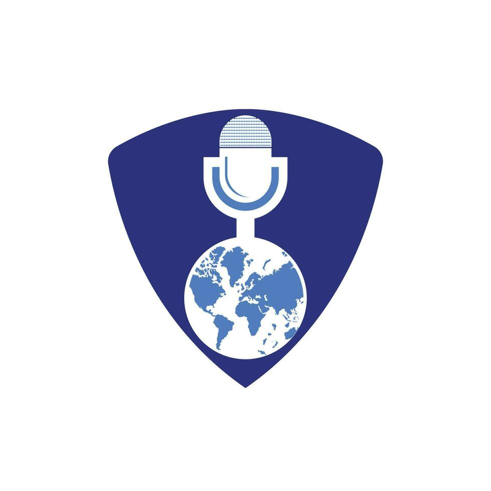 globales Podcast-Logo-Design. Broadcast-Entertainment-Business-Logo-Vorlage-Vektor-Illustration. vektor