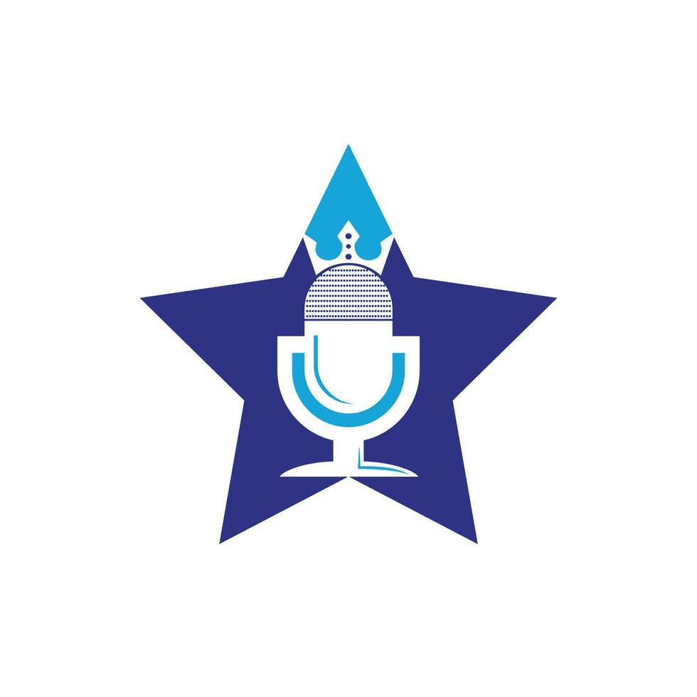 Podcast-König-Vektor-Logo-Design. King Music Logo-Design-Konzept. vektor