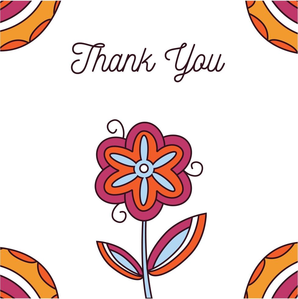 tacksägelse eller födelsedag gratulationskort, mall med vektorbild av blomma och abstrakta former vektor