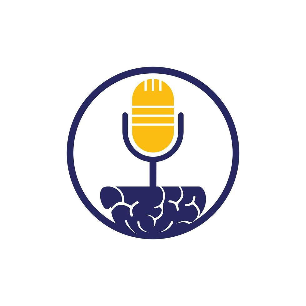 Gehirn-Podcast-Logo-Design. Broadcast-Entertainment-Business-Logo-Vorlage-Vektor-Illustration. vektor