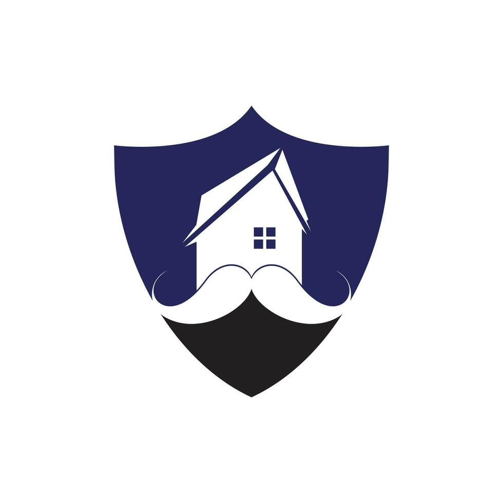 mustasch Hem vektor logotyp design. stark hus logotyp design begrepp.