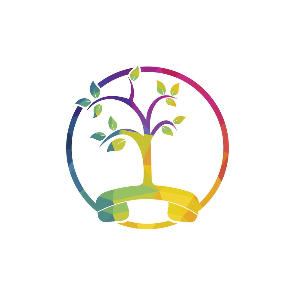 Natur rufen Vektor-Logo-Design. Handset-Baum-Icon-Design-Vorlage. vektor