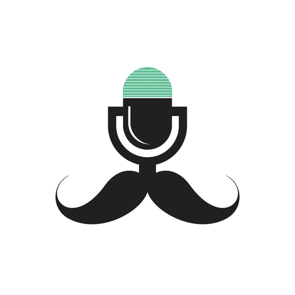 Gentleman-Podcast-Logo-Design-Vorlage. Schnurrbart-Podcast-Symbol. vektor